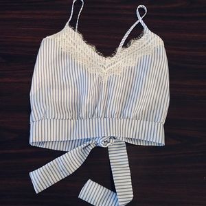 NEW Eyelash Lace Tie-back Crop Top